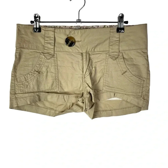Fire Los Angeles Khaki Low Rise Y2K Micro Mini Shorts 7 - Picture 1 of 3